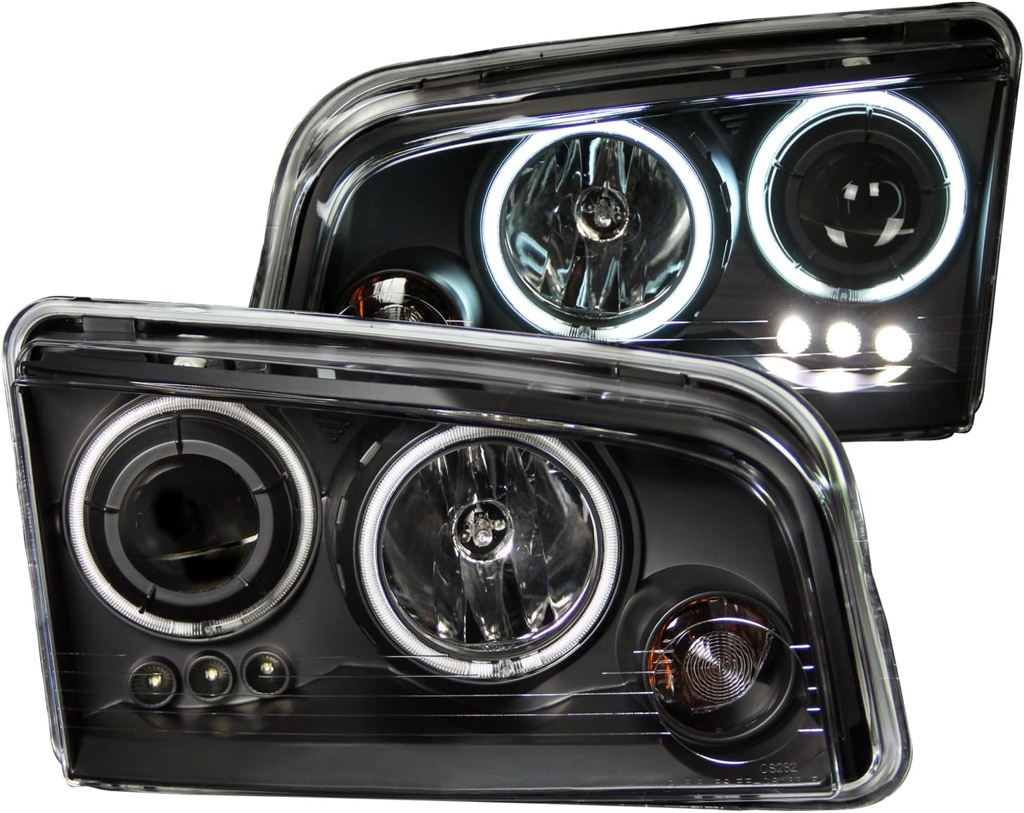 Anzo USA 121381 Black Halo Projector Headlight with Clear Lens for Dodge Charger