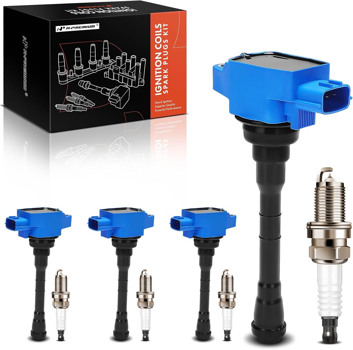 A-Premium (Blue) Set of 8 Ignition Coil Pack and Iridium Spark Plugs Compatible with Nissan Altima 2019-2021, Rogue 2021, 2.5L