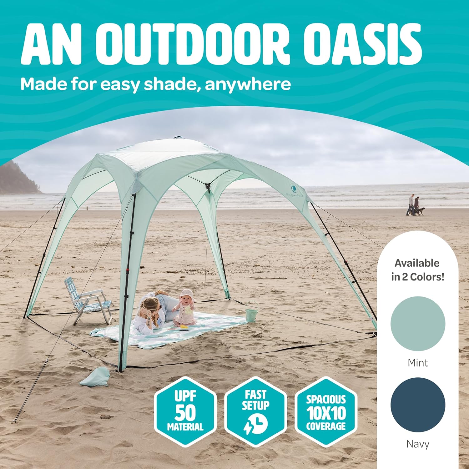 Pop Up Sun Canopy Shelter - Lightweight, Portable Outdoor Shelter with UPF 50+ Sun Protection & Easy Setup - Stable for Windy Conditions, Ideal for Beach, Picnic, Camping & More (Blue)