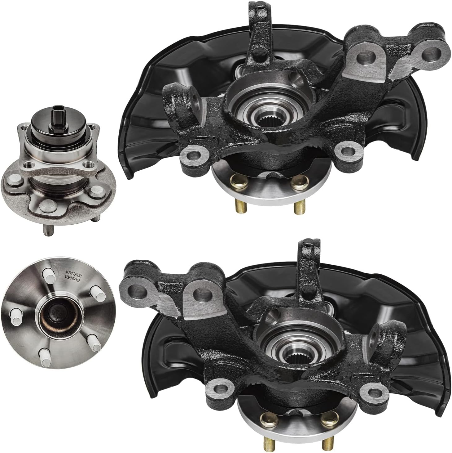 Detroit Axle - Front Steering Knuckles Rear Wheel Hub and Bearings Replacement for 2014-2018 Toyota Corolla Matrix - 4pc Set