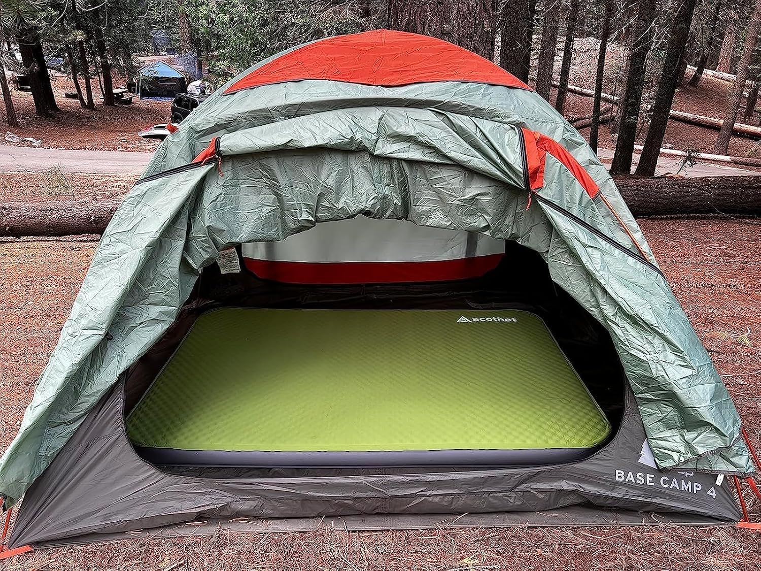 Self-Inflating Sleeping Pad - 4” Ultra-Thick Supportive Foam, Insulated Camping Mattress with Pump Sack for Tent, Car, Truck, Van, Home - Portable Camping Pad for 4-Season Comfort (Double)