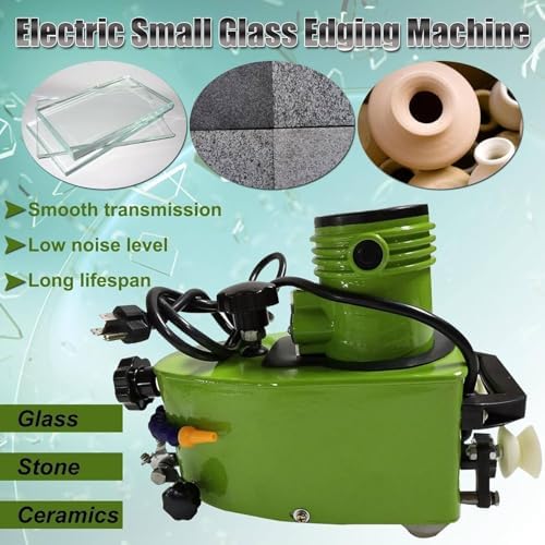800W Portable Electric Glass Edge Polishing Machine, 8000RPM Handheld Grinder with 8 Diamond Wheels & 2 Polishing Wheels for Smooth Edges, Ideal for DIY & Professional Use - Green