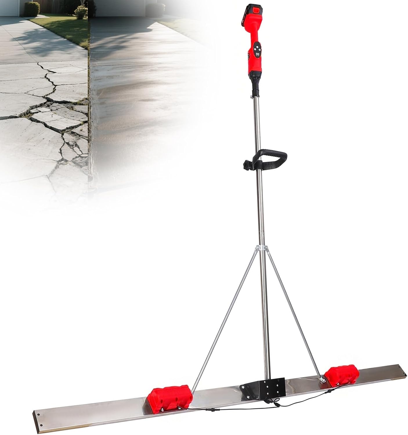 Concrete Vibrator Electric,9 Vibration speeds,20000mAh Long Battery Life,6000 RPM,Power Concrete Tools,for Finishing/Smoothing Driveway and Patio Concrete 1.8M-1battery1charger
