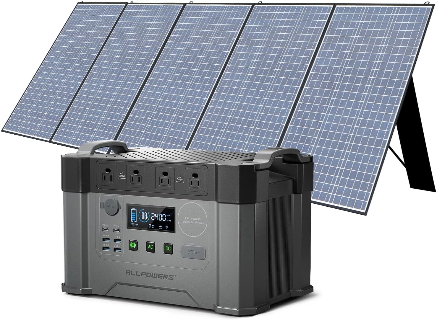 ALLPOWERS S2000 Pro Portable Power Station with SP037 Panel Included, 1451.6Wh MPPT Solar Generator 2400W with Portable Solar Panel 400W for Outdoor Camping Home Emergency