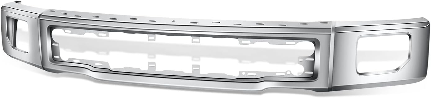 Auto Dynasty Front Bumper Impact Face Bar Compatible with 2015 2016 2017 Ford F-150, with Fog Light Cutout, Non Fit Raptor Model, Polished Chrome