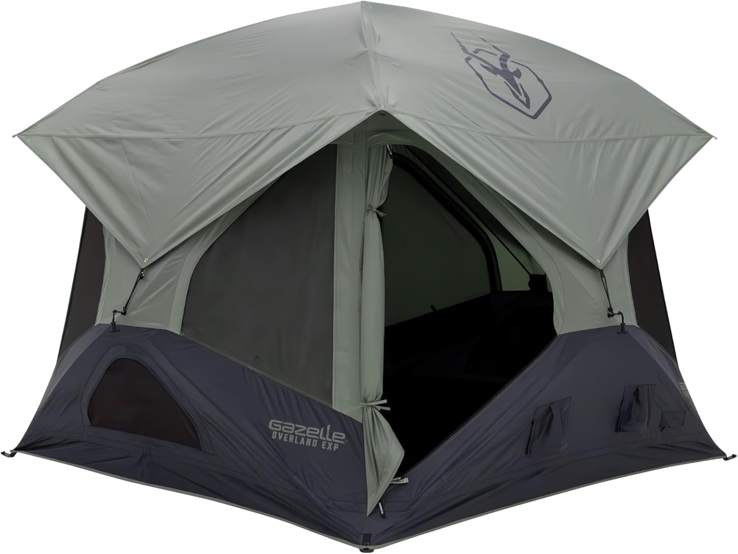 Gazelle Tents™ T4 Overland EXP Hub Tent, Extended Season Camping Tent, Sleeps 4, Pop-Up Hub Tent, Durable Ripstop Fabric, TriTech Mesh, Waterproof, UV Resistant, Agave Green, 78