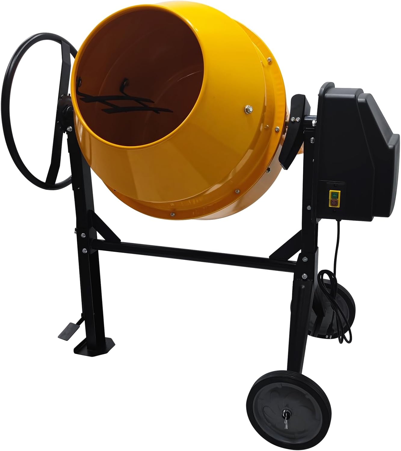 105L Electric Cement Mixer Concrete Mortar with Steel Drum for Mixing Cement Sand All Kinds of Dry Powder Mortar 110V