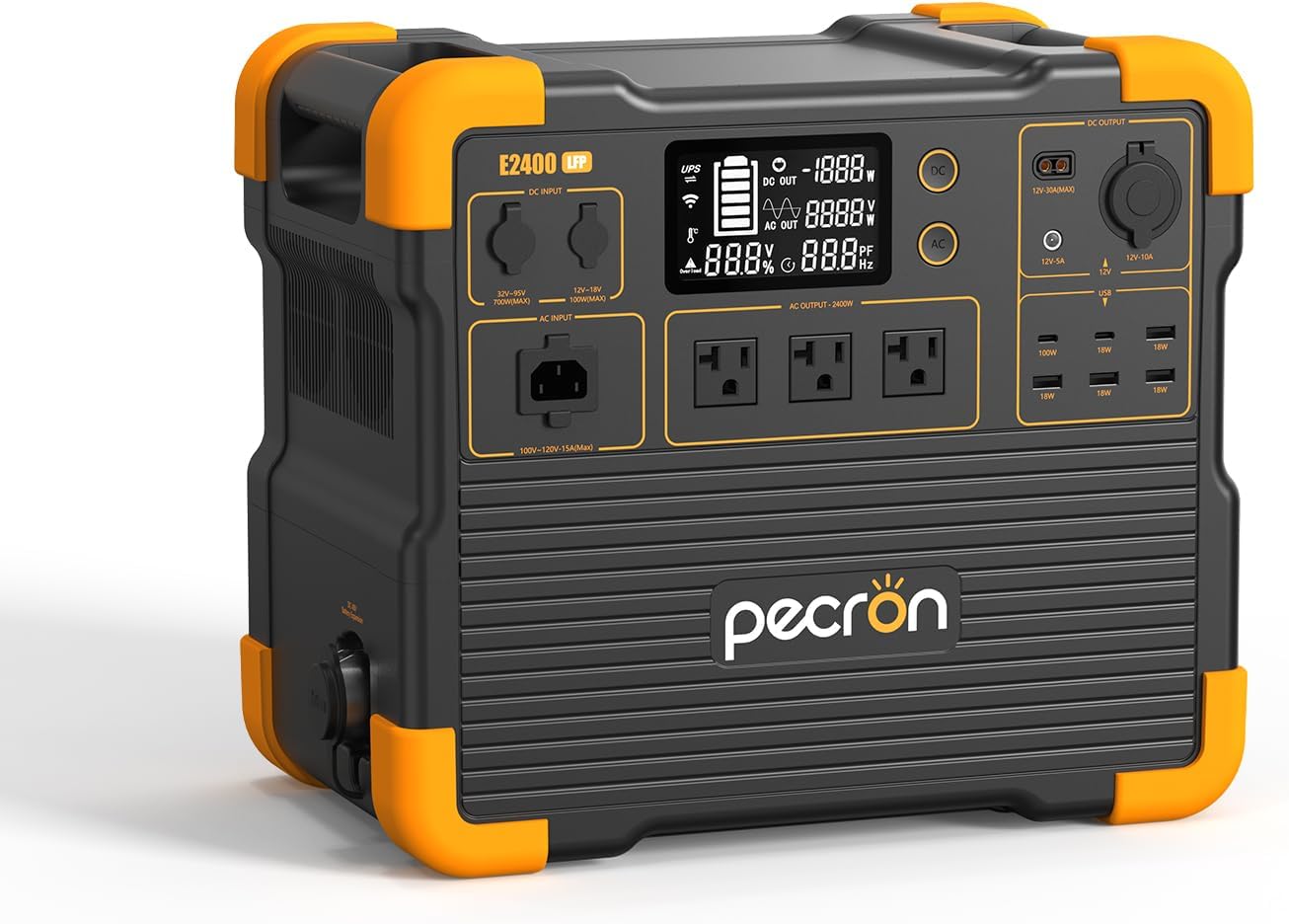 PECRON Portable Power Station E2400LFP with 3072Wh Extra Battery Expandable to 5120Wh, 2400W LiFePO4 Battery Backupfor Emergencies, Camping, RV, Home Use