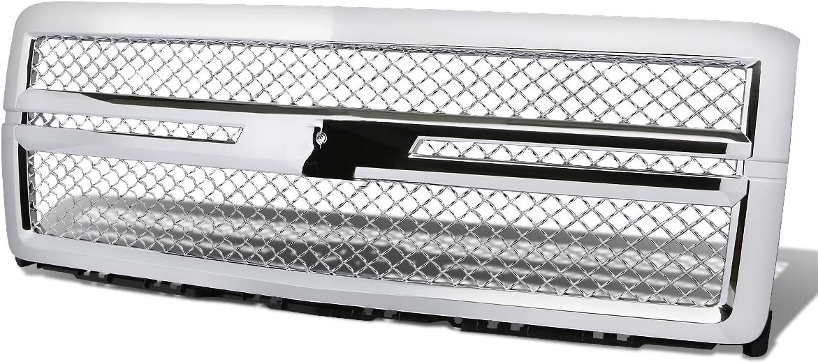Auto Dynasty Compatible with Chevy Silverado 1500 GMT K2XX ABS Plastic Mesh Style Grille (Chrome)