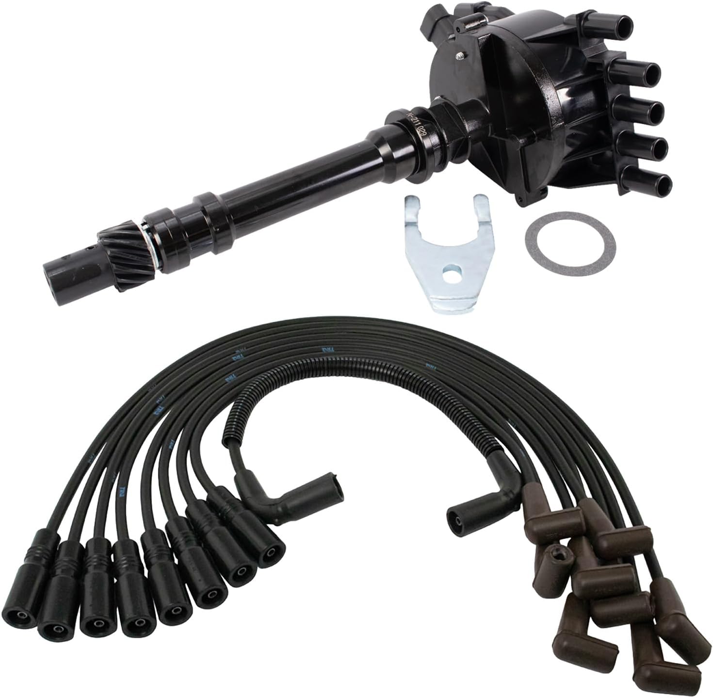 TRQ Ignition Coil Kit 2 Piece Distributor Compatible with 1996-2002 Chevrolet Express 1500 2500 3500 1996-2000 C2500 C3500 K2500 K3500 1996-2000 GMC Savana 1500 2500 3500 Yukon