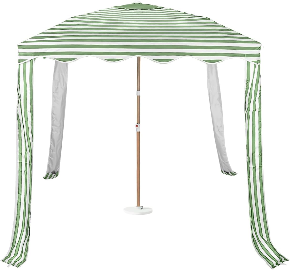 Striped Beach Cabana with Silver Coating, Vent and Sand Pockets, 6.5FT x 6.5FT UPF 50+ Sun Shelter, Easy Setup Portable Beach Canopy, Wind-Resistant Beach Tent, Base Not Included (Avocado)