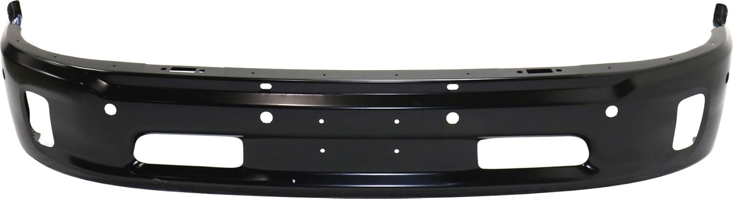 Evan Fischer Bumper for Ram 1500 2014-2018 Front Lower Painted Black Steel w/Fog Light Holes w/parking aid sensor holes For Models With Two Piece Bumper Type Replaces # 68160858AA CH1002400