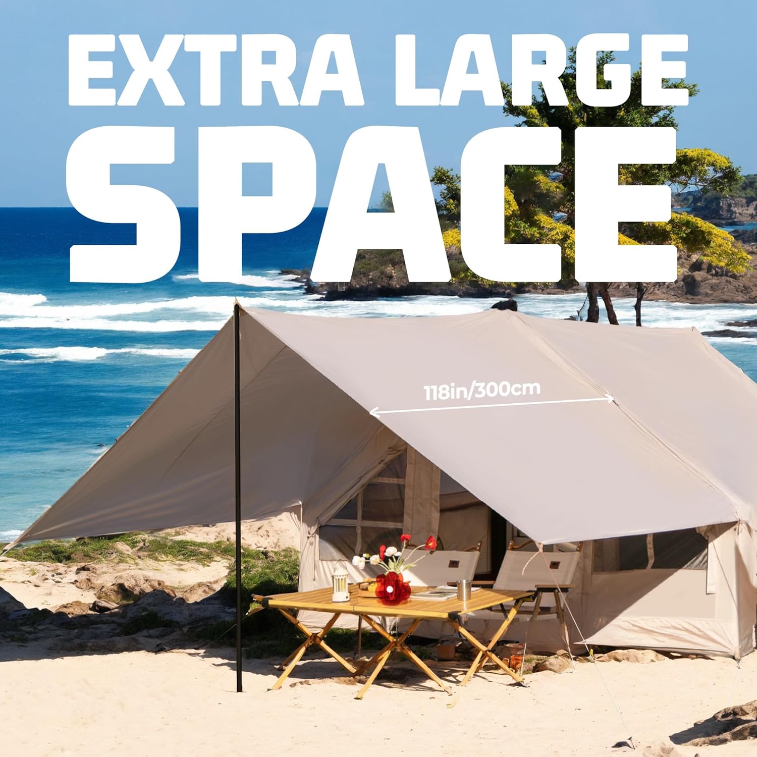 LBF Inflatable Tent for Glamping - 5-Minute Instant Setup Blow Up Tents for Camping Adults, All-Weather Air Tents with Rainfly & Extra Stakes
