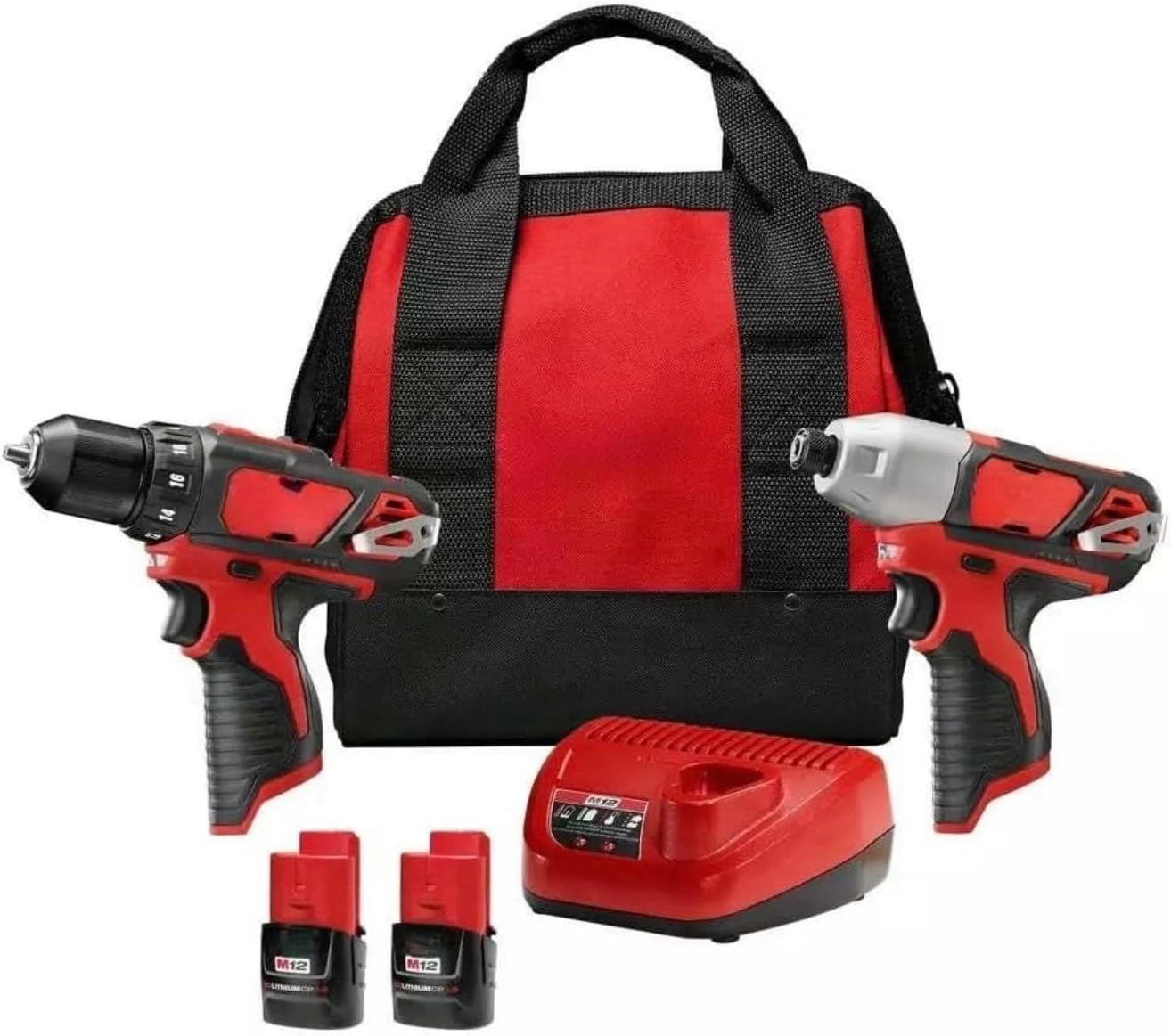 Cordless Power Tool Combo Kit, 2 Drills with LED Light, 1000 in-lbs Torque Impact Driver, 275 in-lbs Drill/Driver, 2 Batteries and Bag