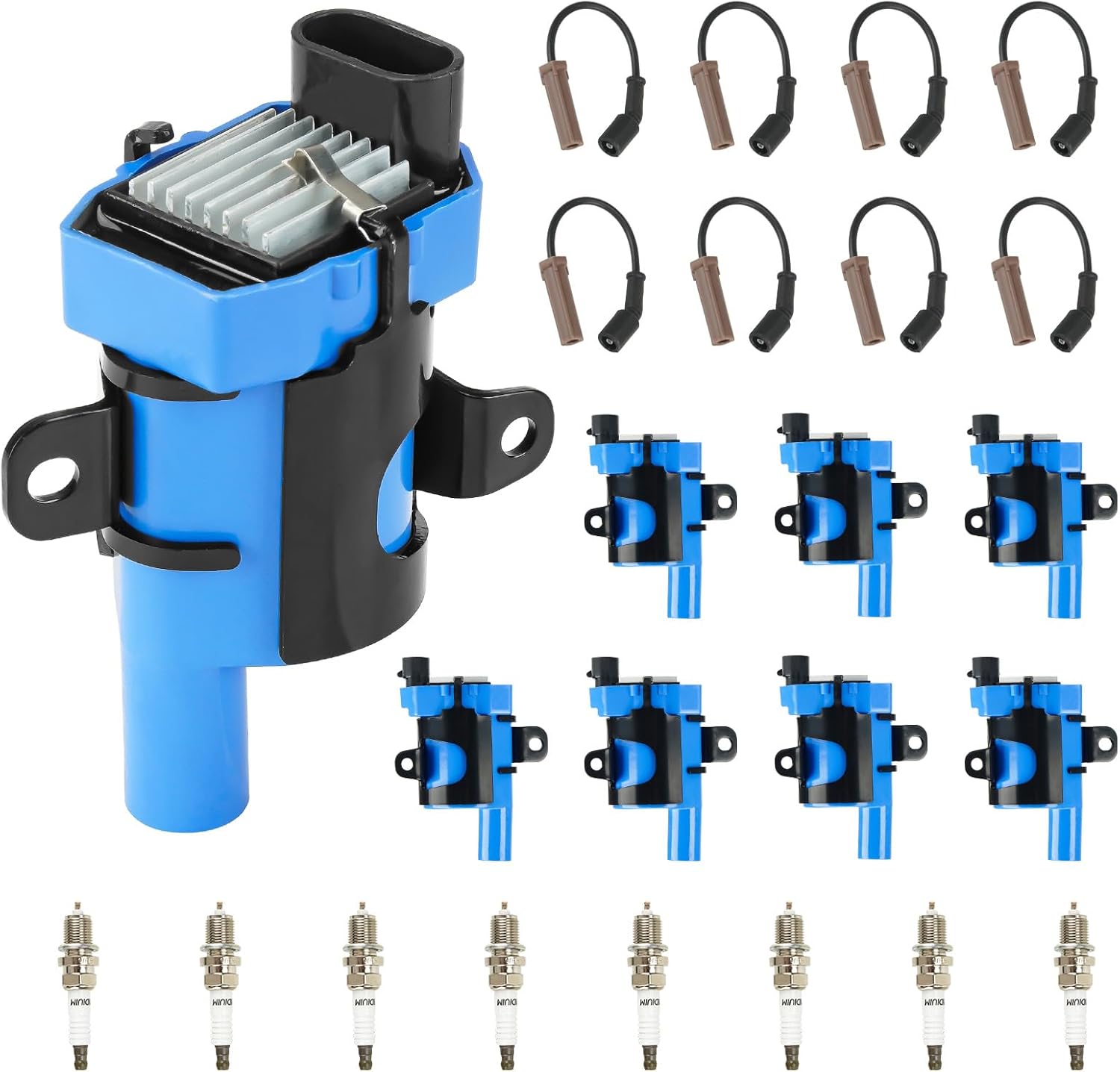 UF262 Ignition Coil Pack for Chevy Silverado Suburban Avalanche Express Tahoe; for GMC Savana, for Cadillac Escalad, Ignition Coil 5.3L 6L 4.8L W/Spark Plugs Wires- 8 Set