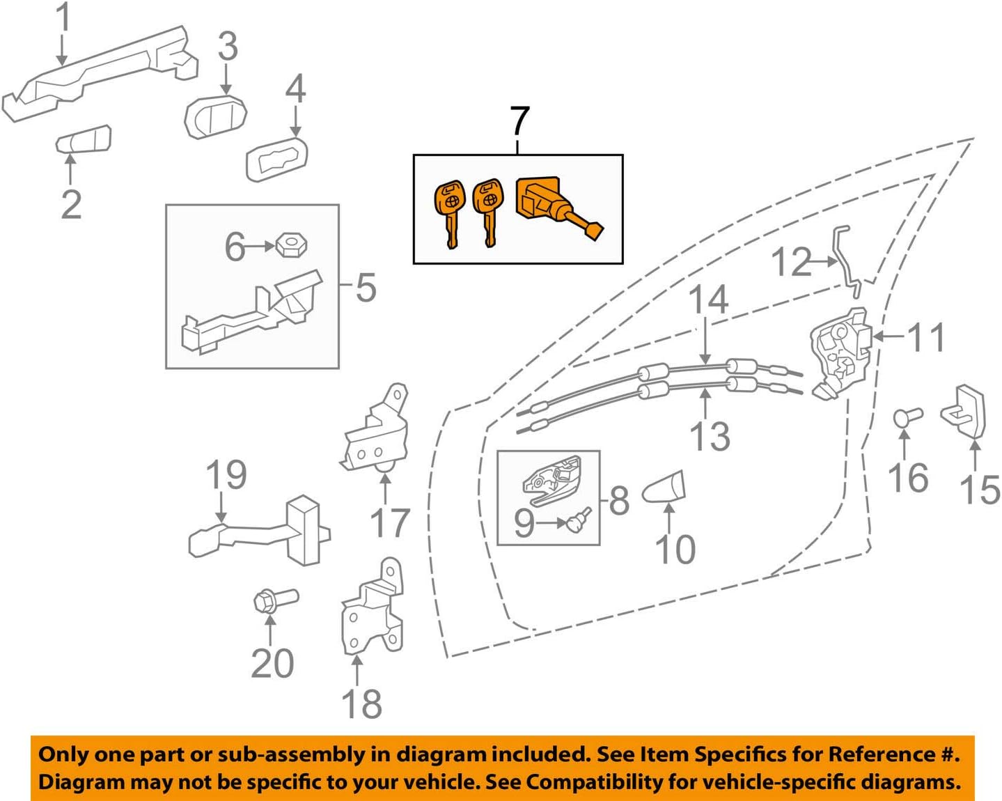 Toyota Genuine Parts - Cylinder & Key Set, (69052-06061)