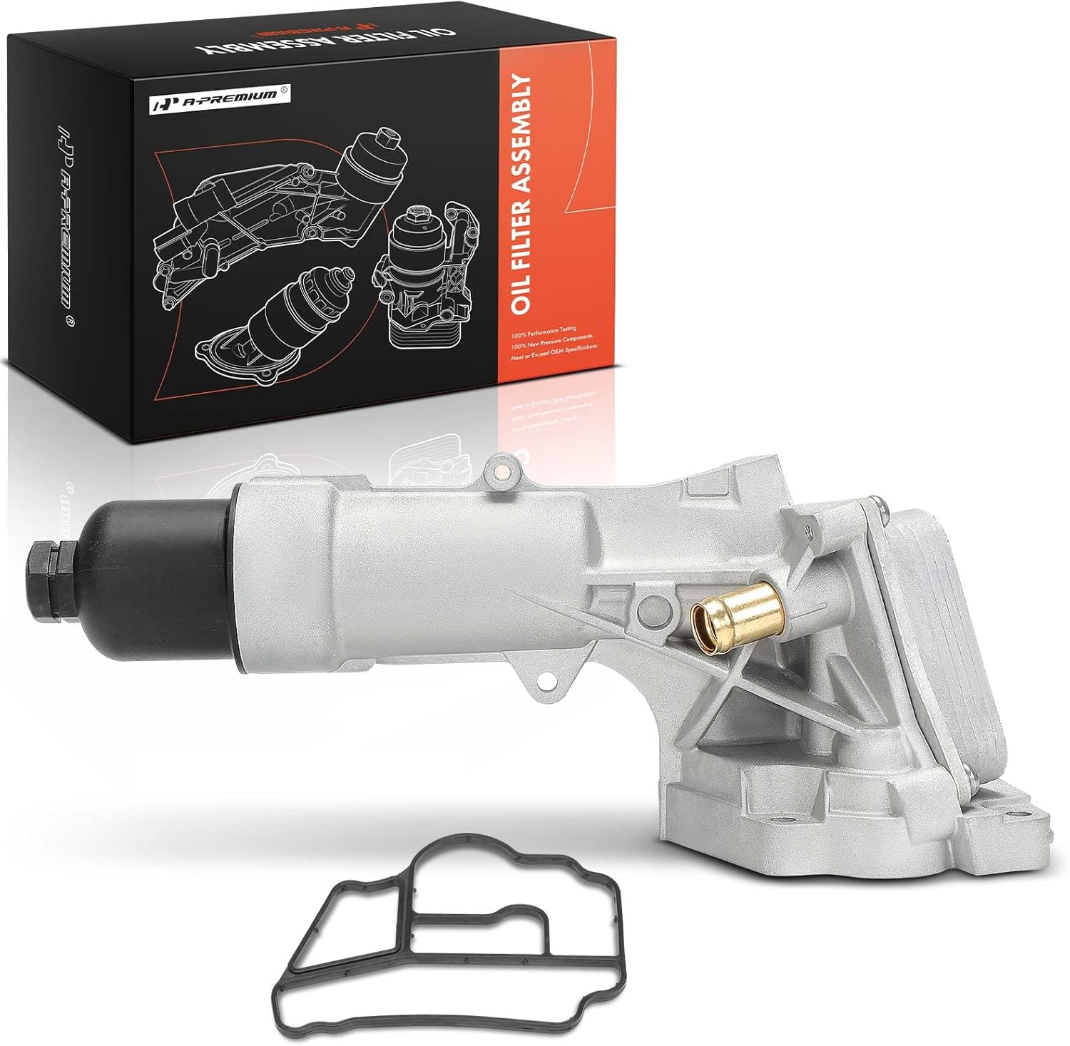 A-Premium Engine Oil Cooler and Oil Filter Housing [with Gasket] - Compatible with Mercedes-Benz Vehicles - W203/C203 Series C230 2003 2004 2005-1.8L