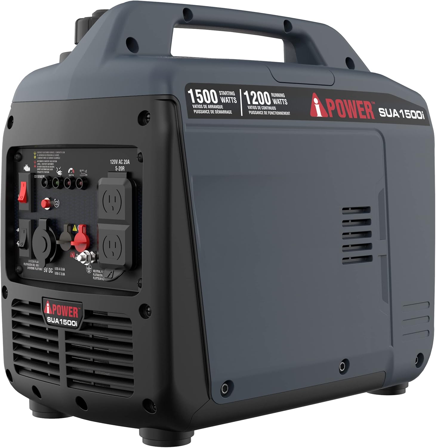 A-iPower 7600W Dual Fuel Quiet Portable Inverter Generator, Electric Start RV Ready, EPA & CARB Compliant CO Sensor, With Telescopic Handle For Backup Home Use, Tailgating & Camping (SUA7600iED)
