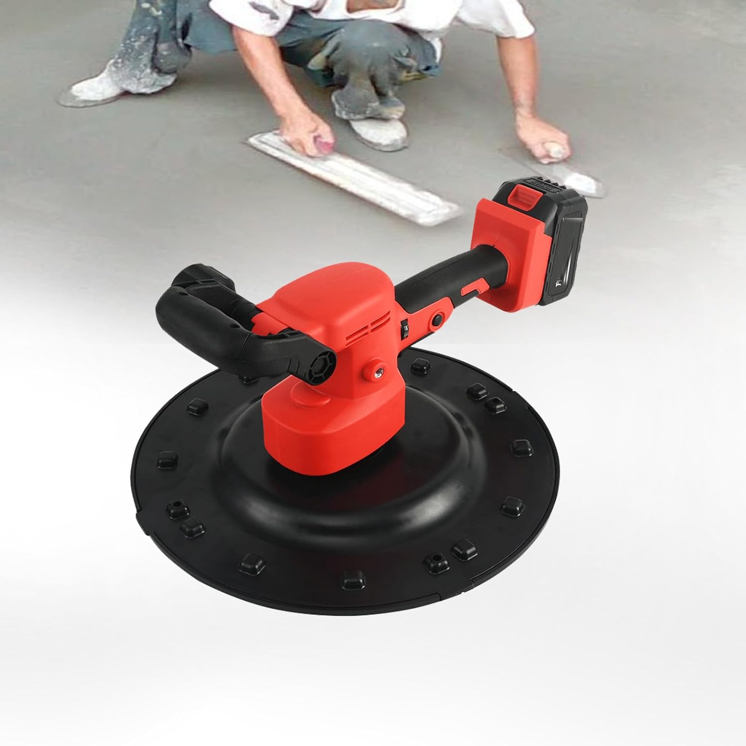 Electric Concrete Trowel Machine 1680W with Mixing Rod, 80-200 RPM Plaster Mortar Cement Finishing Tool, Wall Smoothing Polisher, Includes 1 Battery