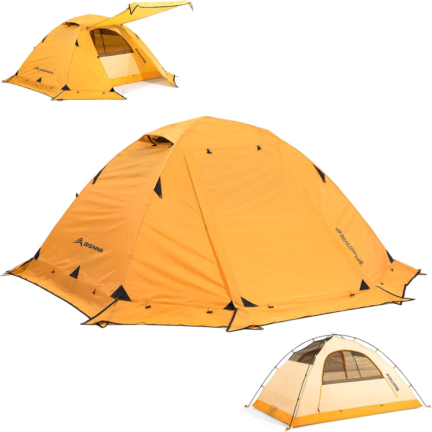 BISINNA 4 Season Tent for Backpacking Winter Tents 2 Person Lightweight Cold Weather Tents Waterproof Double Layer All Season Tent Aluminum Alloy Poles Easy Set Up for Camping, Hiking, Outdoor