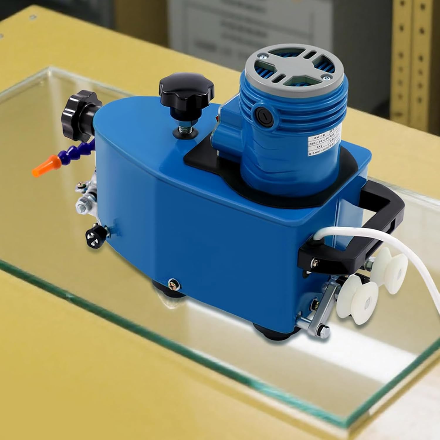 Electric Glass Edge Polishing Machine, 8000r/min Straight Round Bevel Electric Edge Trimmer Grinder, for Plane,Curve, Rounded Corner Green