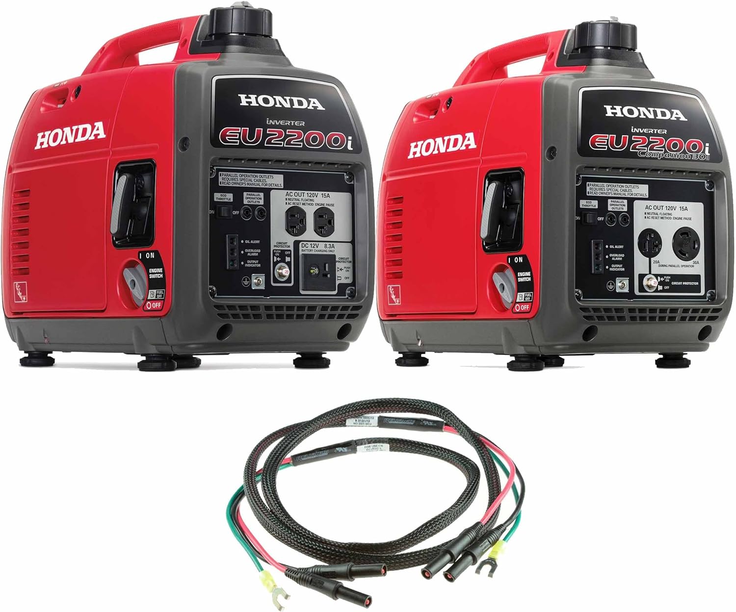 Honda EU2200i 2200W Portable Inverter Generator w. Companion and Parallel Cables