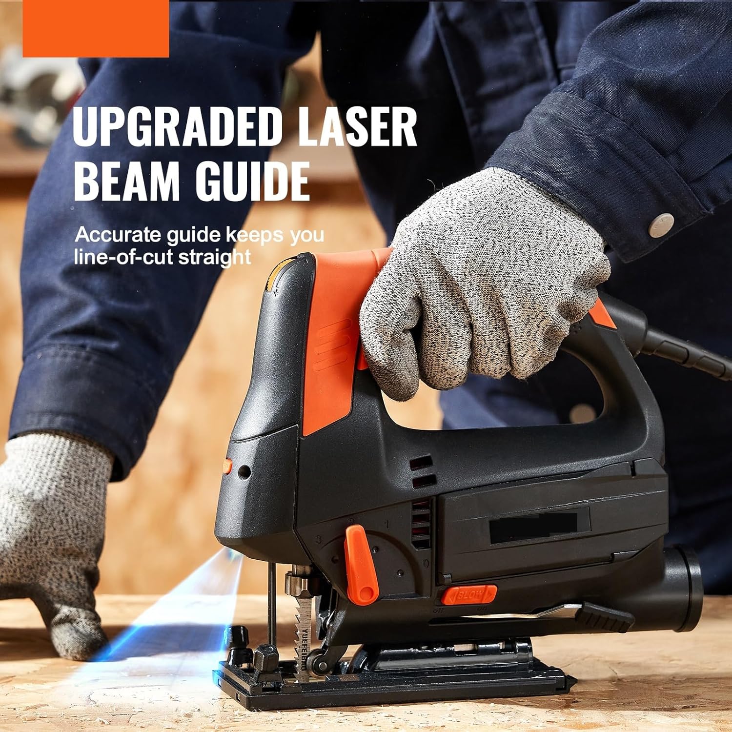 Commercial Jig Saw, Portable Variable Speed Jig Saw, with Scale, 0-45° Bevel Curve Cutting, Corded Electric Jig Saw