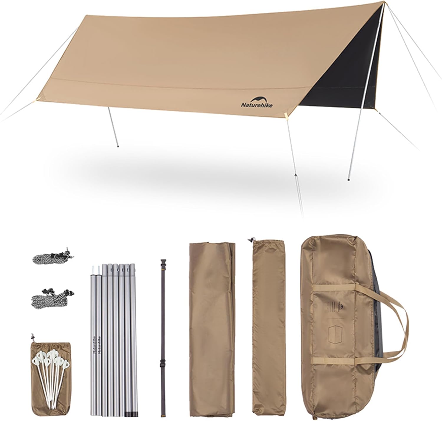 Naturehike 18000MM+ Waterproof Camping Tent Tarp, Outdoor Rain Shelter & Windproof Camping Canopy, UV Protection UPF2000+ Shelter for Camp, Hiking,Backpacking, Heat Blocking