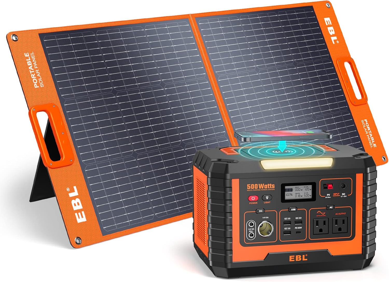 EBL 1000W Solar Generator with 200W Portable Solar Panel, Power Station 1000W, Backup Battery Pack - Solar Kit for RV/Van Camping, Outdoor Home Emergency