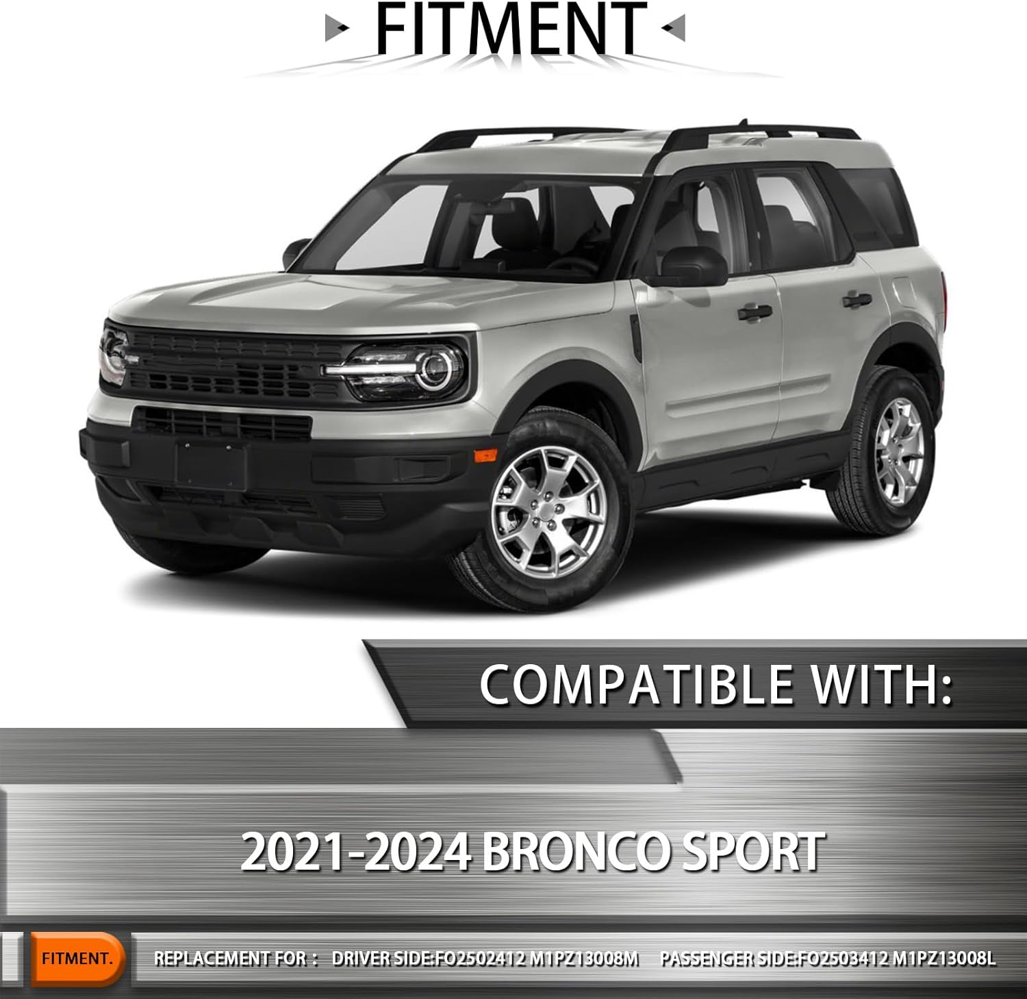 Headlights Assembly LED Compatible with Ford Bronco Sport 2021-2024, Headlamp Right Passenger Side Replacement FO2503412 M1PZ13008L