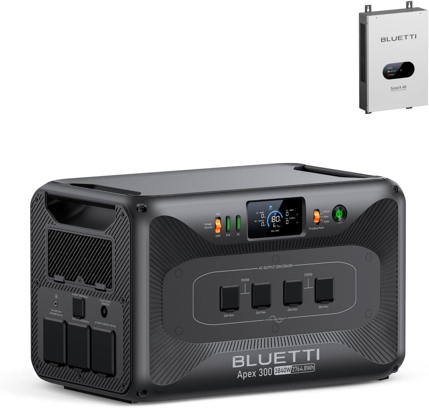 BLUETTI Apex 300 Portable Power Station with SolarX 4K, 2764.8Wh LFP Battery Backup with 6 3840W AC Outlets (7680W Surge), Simultaneous 120V/240V Output & Black Start, for RV, Home and Off-Grid Living