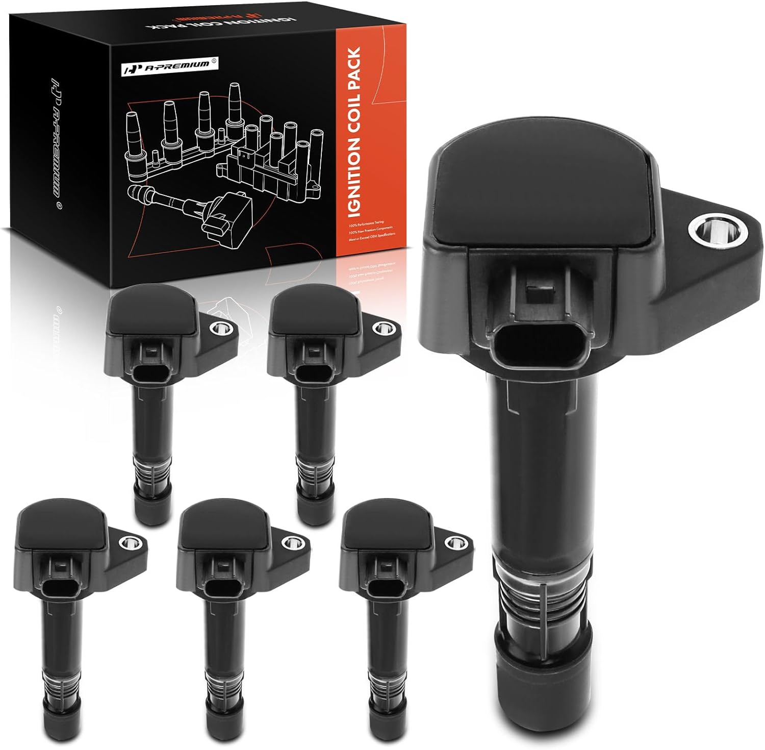 A-Premium Engine Ignition Coil Packs Compatible with Honda Pilot 2009-2015 Ridgeline 2009-2014 Acura MDX 2010-2013 RDX 2013-2015 ZDX 2010-2013 3.7L 3.5L 6-PC Set