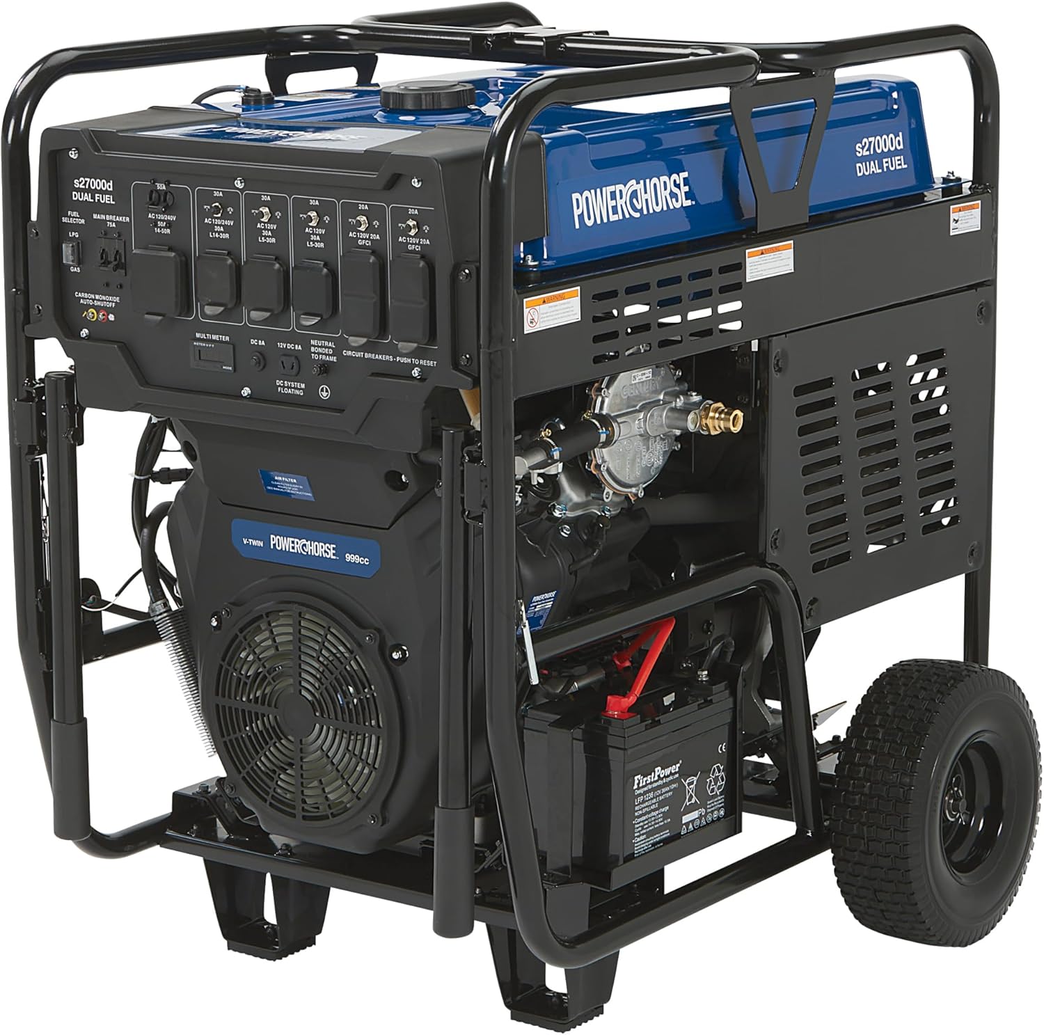 Powerhorse Portable Generator - 27000 Watts, Dual Fuel, Electric Start, CO Monitor & Shutoff