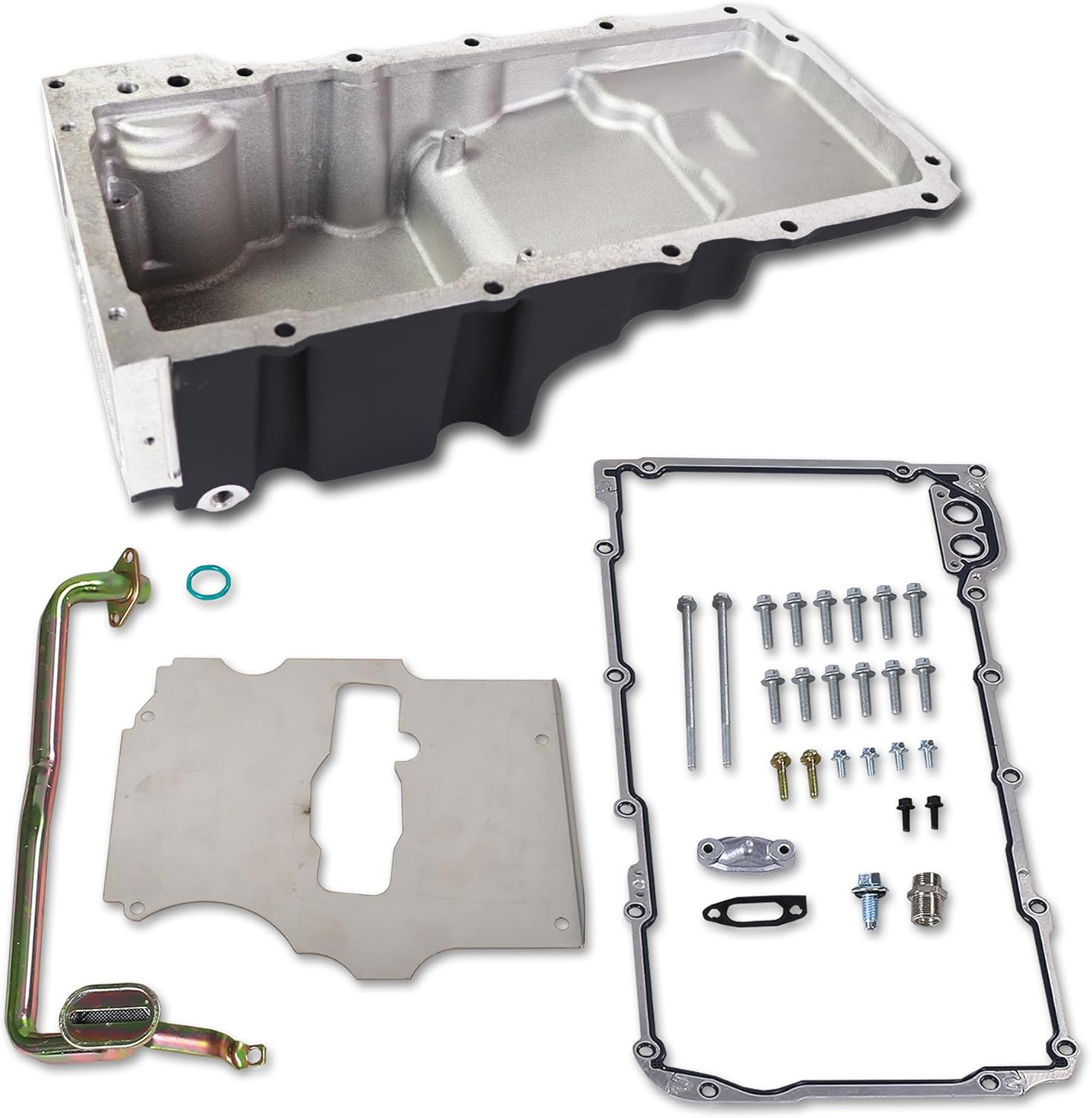 302-2 81073 LS Swap Retrofit Engine Oil Pan Kit Aluminum Compatible with Chevy Ventura Omega Camaro Nova F-body G-body 1964-1992 LS1 LS2 LS3 LS6 5.3L 5.7L 6.0L 6.5L V8 Engines Black