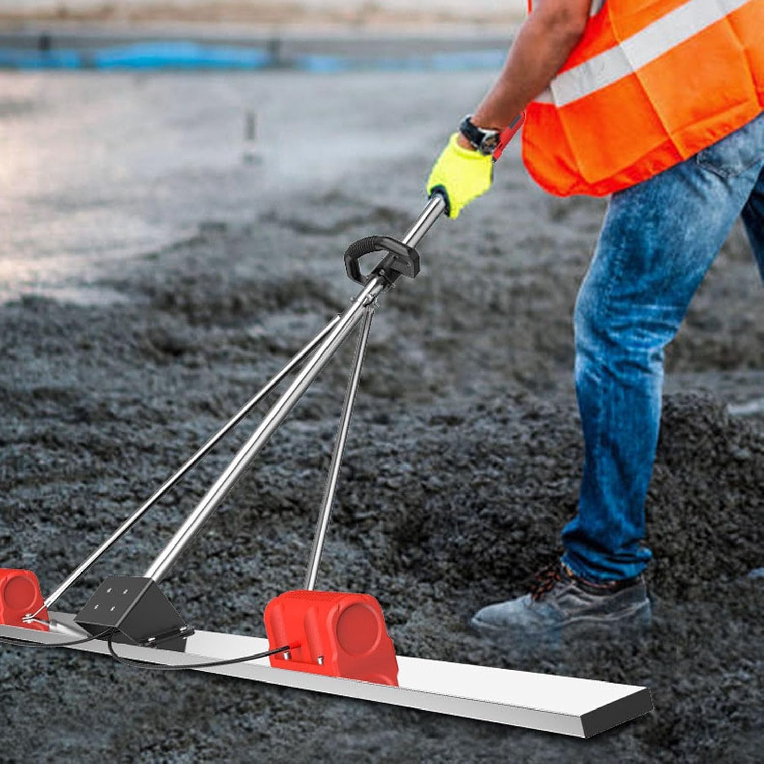 Power Concrete Screed Vibratory Kit, Electric Concrete Finishing Tool, 9 Speed Setting, Cordless Electric Screed Cement Finishing Vibrating Machine, Concrete Surfaces Leveling Tamper Ruler