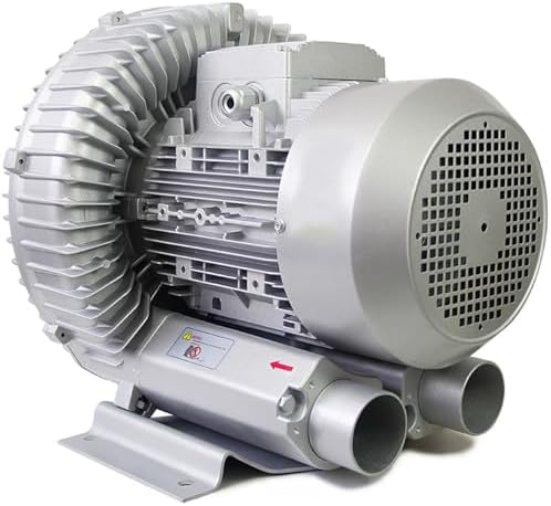 High-Pressure Regenerative Blower 0.16-2.01HP, 1500W, 110V Single Phase, Aluminum Alloy, Large Airflow for Sewage Aeration & Aquarium Fish Pond, Silver Vortex Ring Design