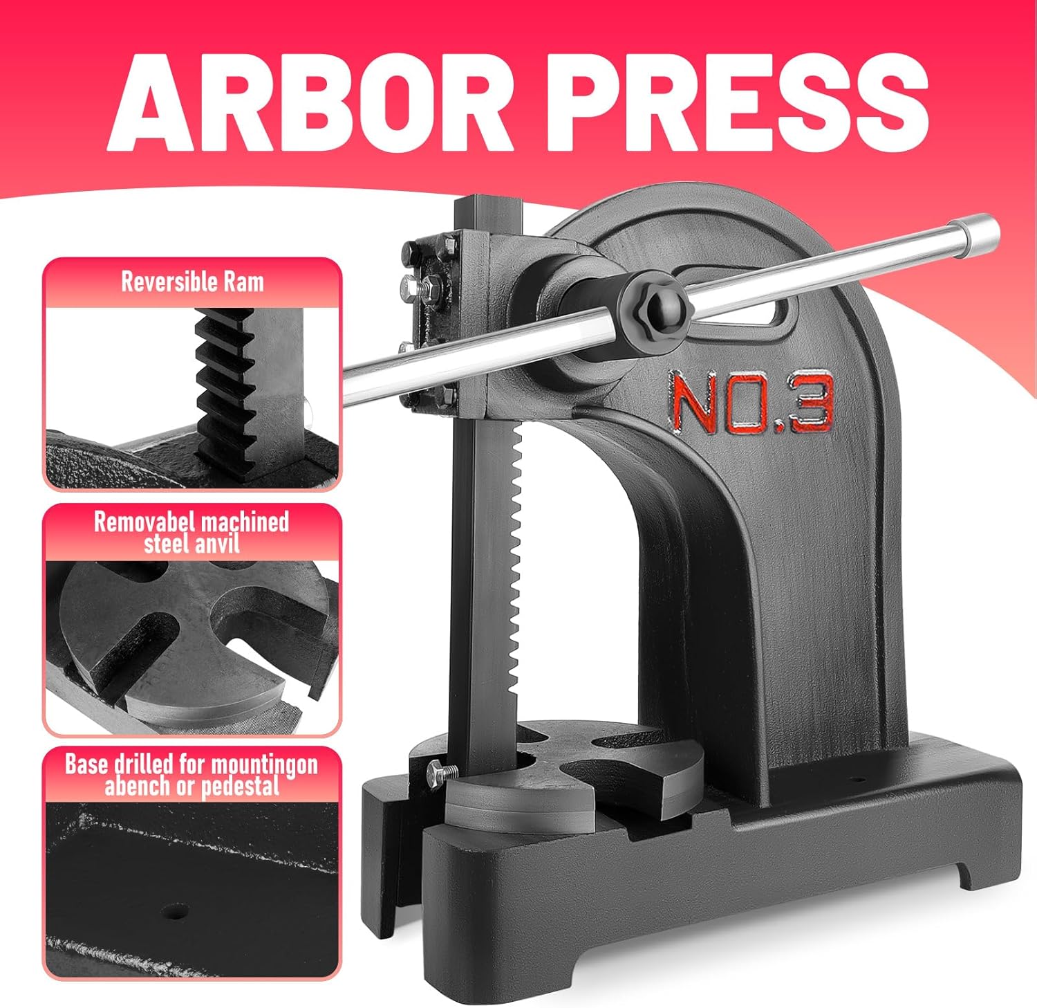 Vohala 1 Ton Arbor Press, Manual Arbor Press, 5.5