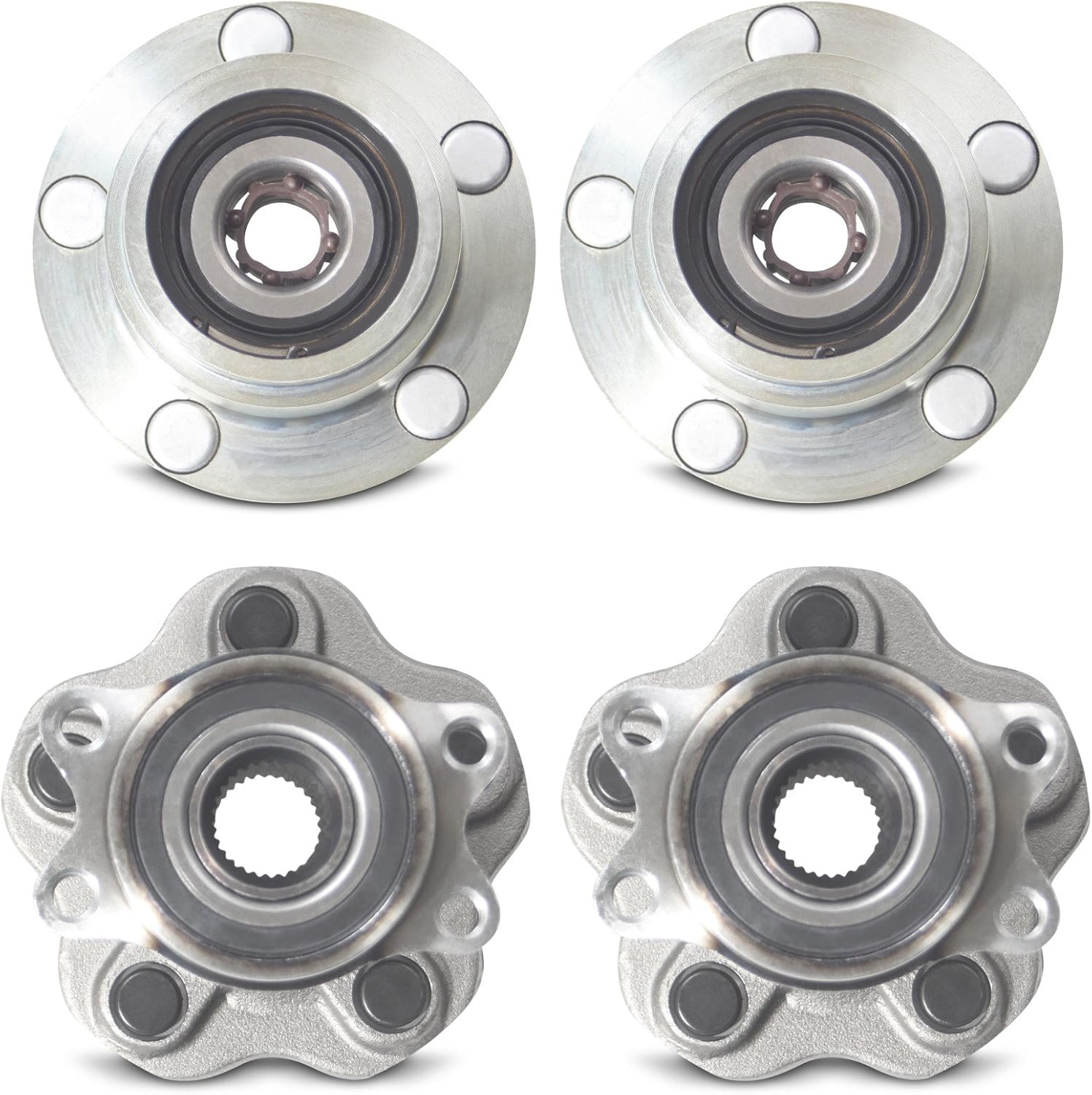 4 to 5 Lug Wheel Hubs Bearing Conversion Set of 4 (Front/Rear) Compatible with 89-94 Nissan 240SX S13