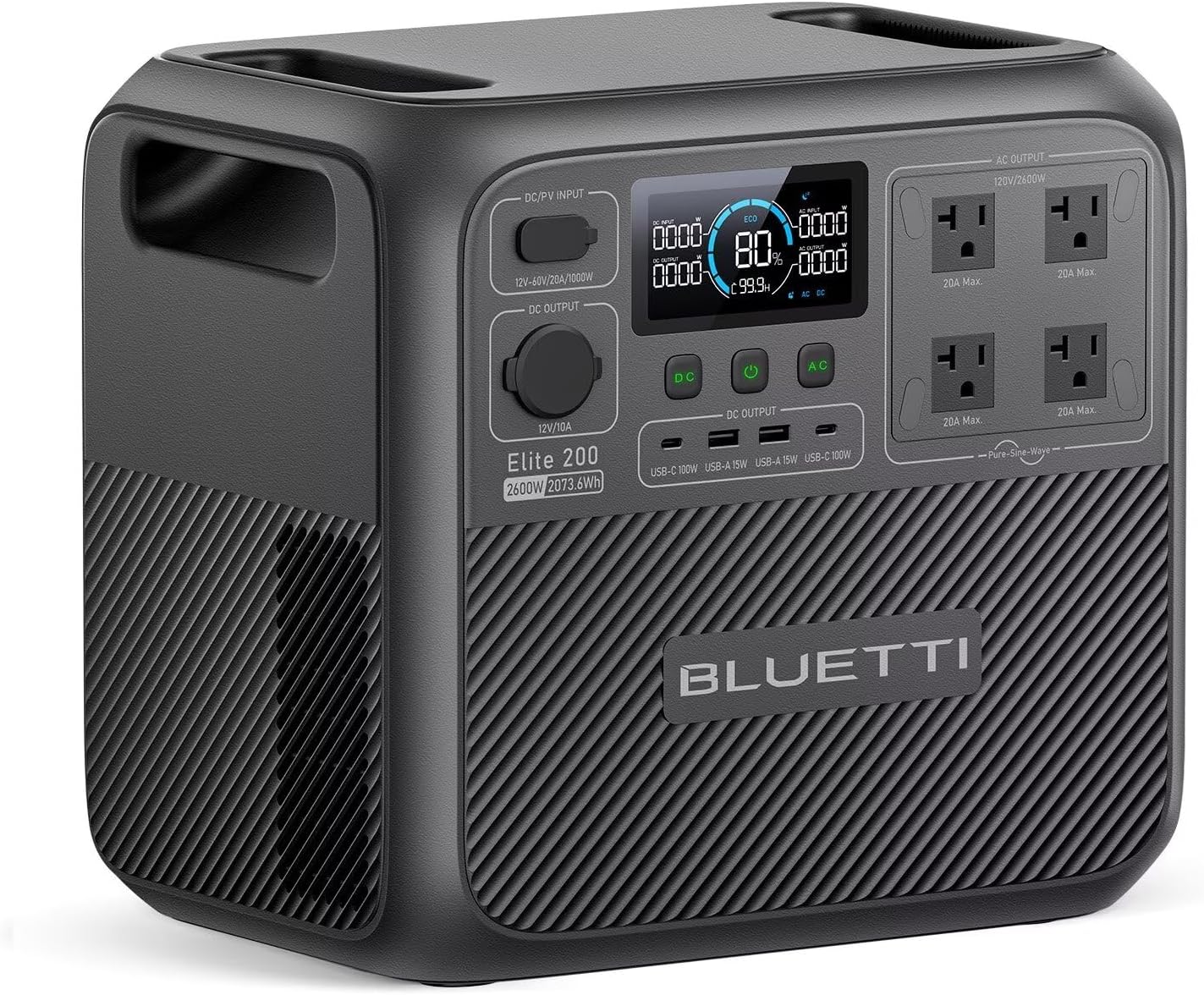 BLUETTI Elite 200 V2 Portable Power Station, 2073.6Wh LFP Battery Backup w/ 4 2600W AC Outlets (3900W Power Lifting), 17-Year Lifespan, Solar Generator for Camping, Off-grid