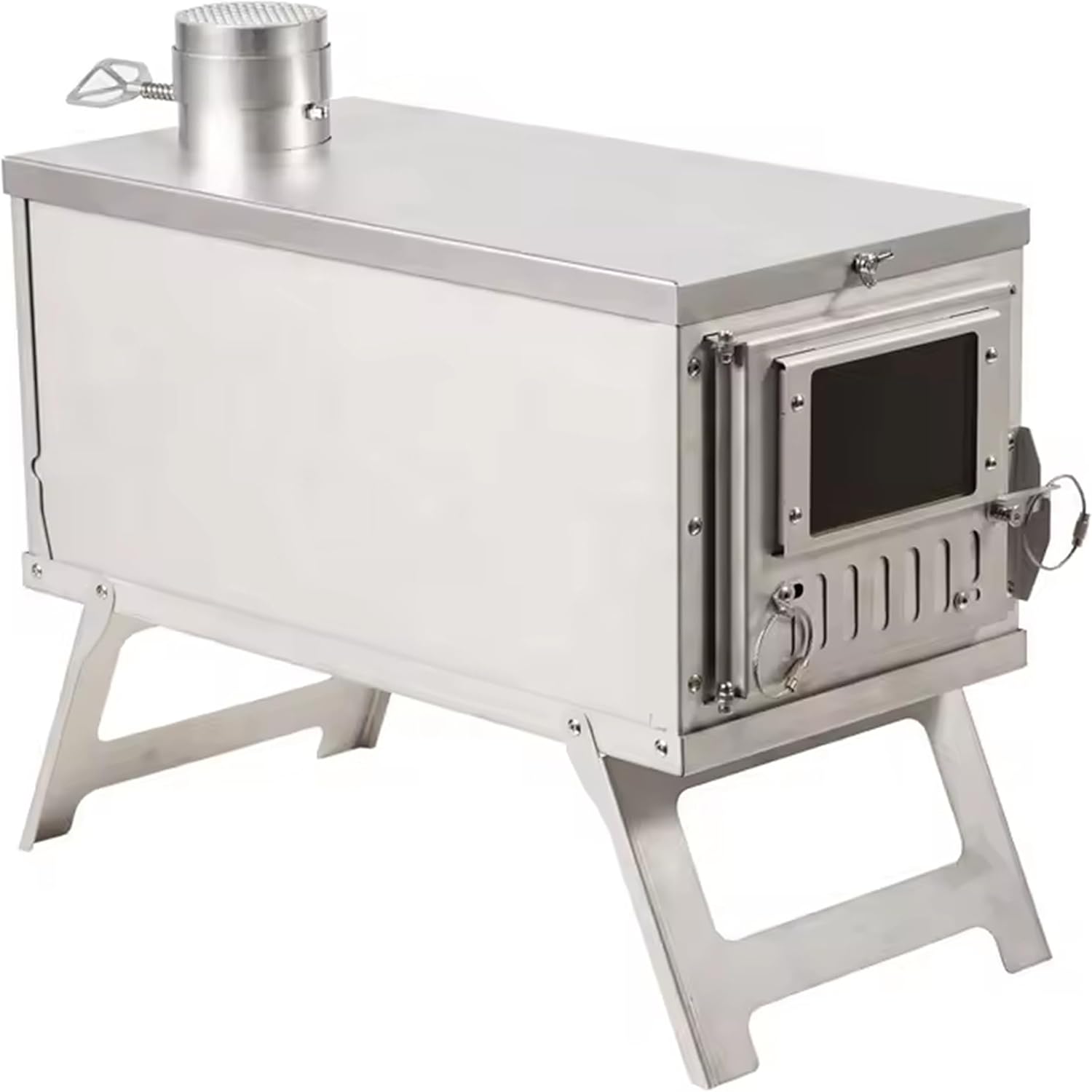 Portable Wood-Burning Stove for Camping with Backpack and 8.6 ft Chimney Pipe; Lightweight and Foldable for Tent, Hunting, Ice Fishing, Travel; Ideal Gift for Campers, Outdoor Accessories
