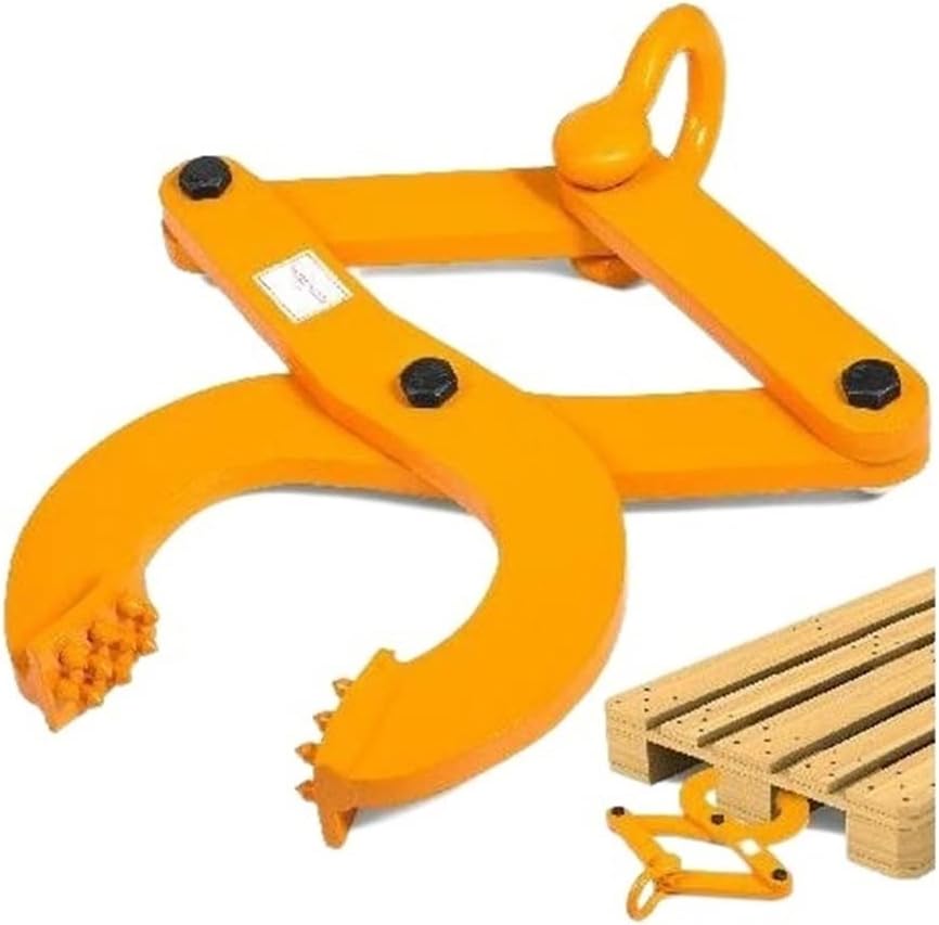 3 Ton Steel Single Scissor Pallet Puller Clamp With Convex Teeth Yellow Pallet Grabber Heavy Duty For Industry Hoisting