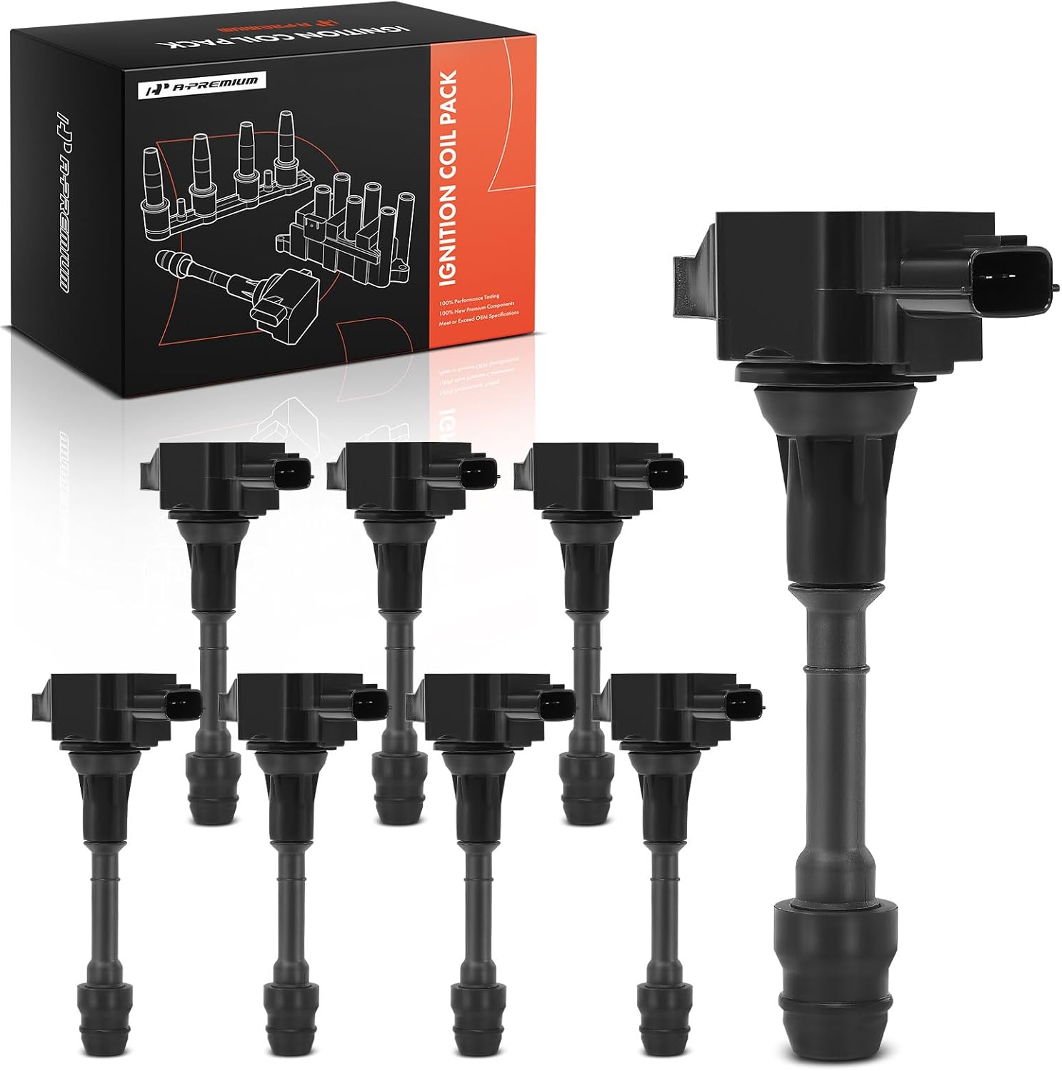 A-Premium 8PCS Ignition Coil Packs Compatible with Nissan & Infiniti Vehicles - V8 5.6L - Pathfinder 2008-2012, Titan 2008-2015, Armada 2007-2019, NV2500 2012-2017, NV3500 2012-2017, QX56 2007-2013