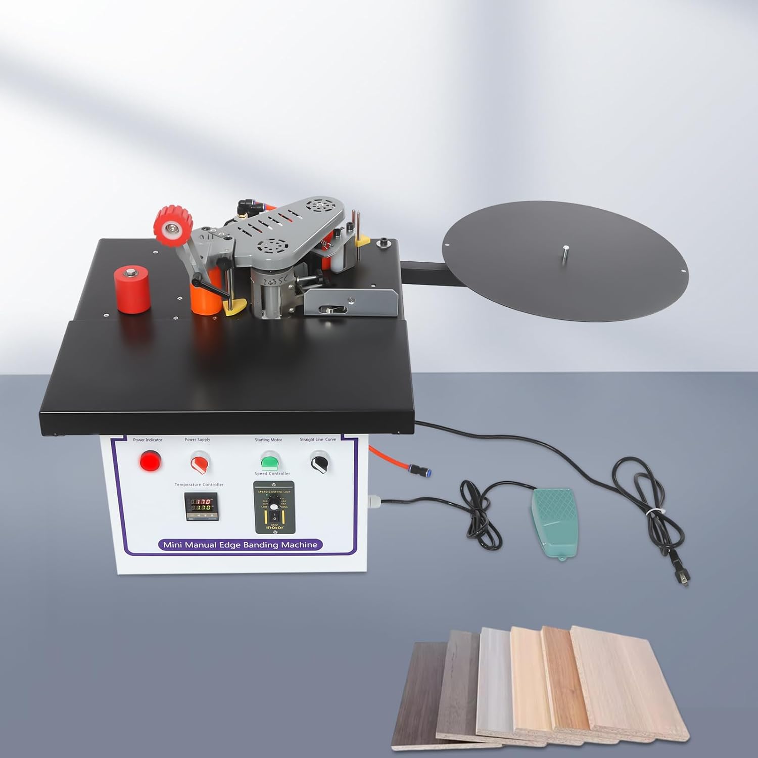 Woodworking Edge Bander 110V Portable Curve Straight Edge Banding Machine Double Side Gluing Edgebander Set