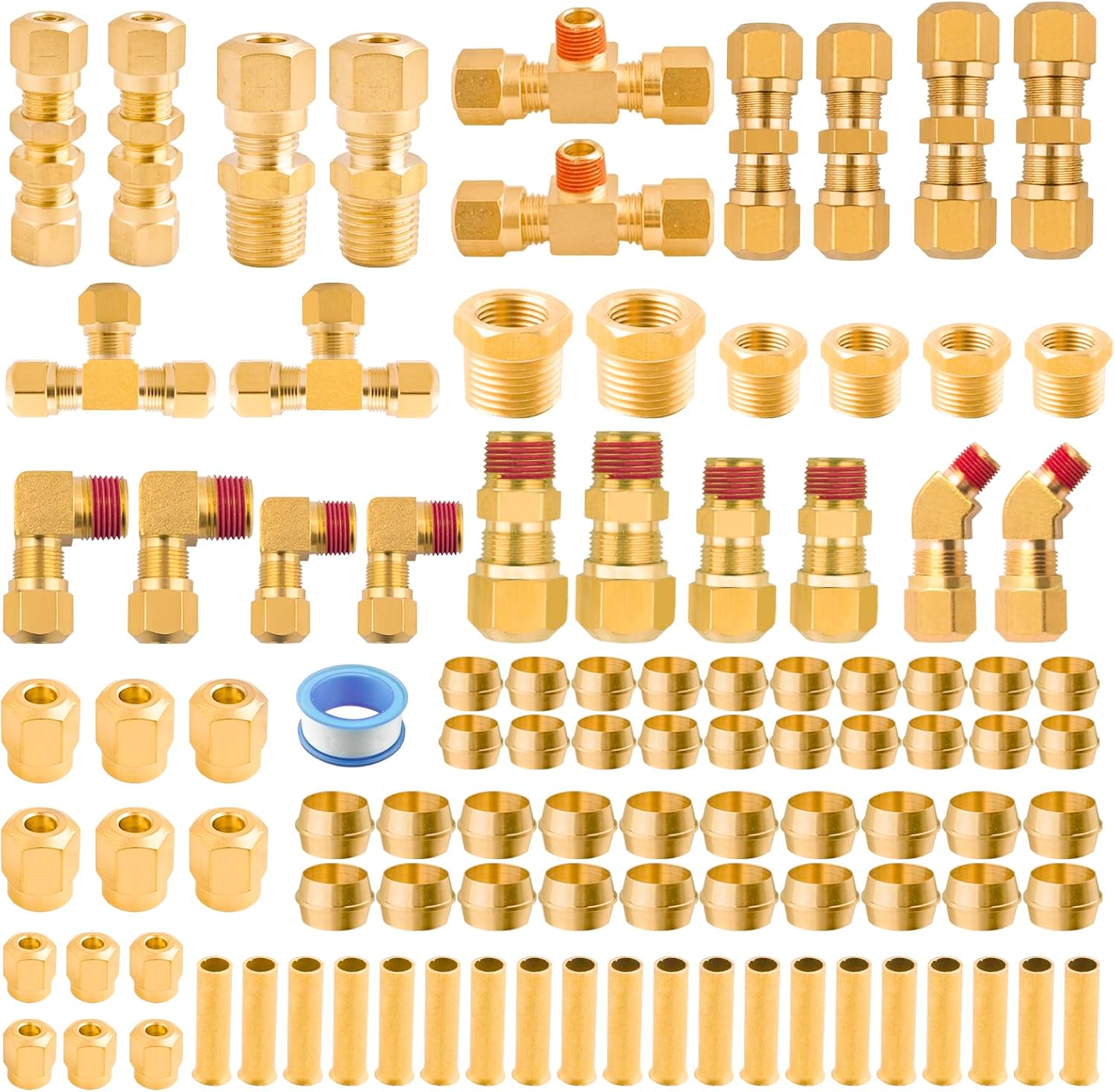 101Pcs Brass DOT Air Brake Line Fittings Assortment - 1/4
