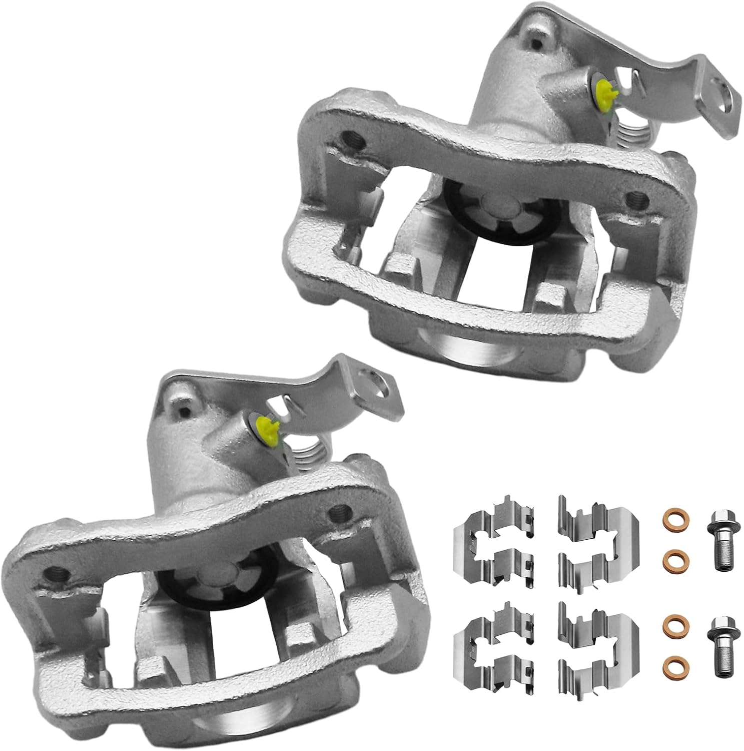 Rear brake caliper with bracket Compatible with Dodge and Hyundai Models - Attitude 2012-2014, Accent 2012-2017, Rear Driver and Passenger Side caliper, 2 Pcs