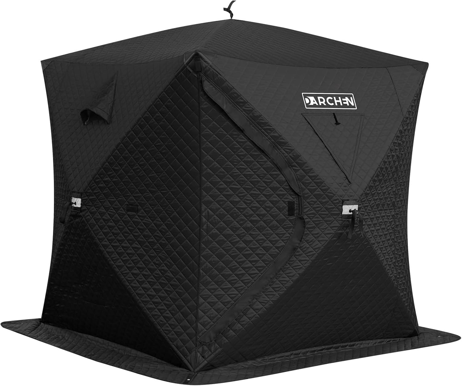 DARCHEN Insulated 3-Layer Ice Fishing Tent for 3-4 Persons - Thermal Ice Fishing Shanty with Insulated Layer