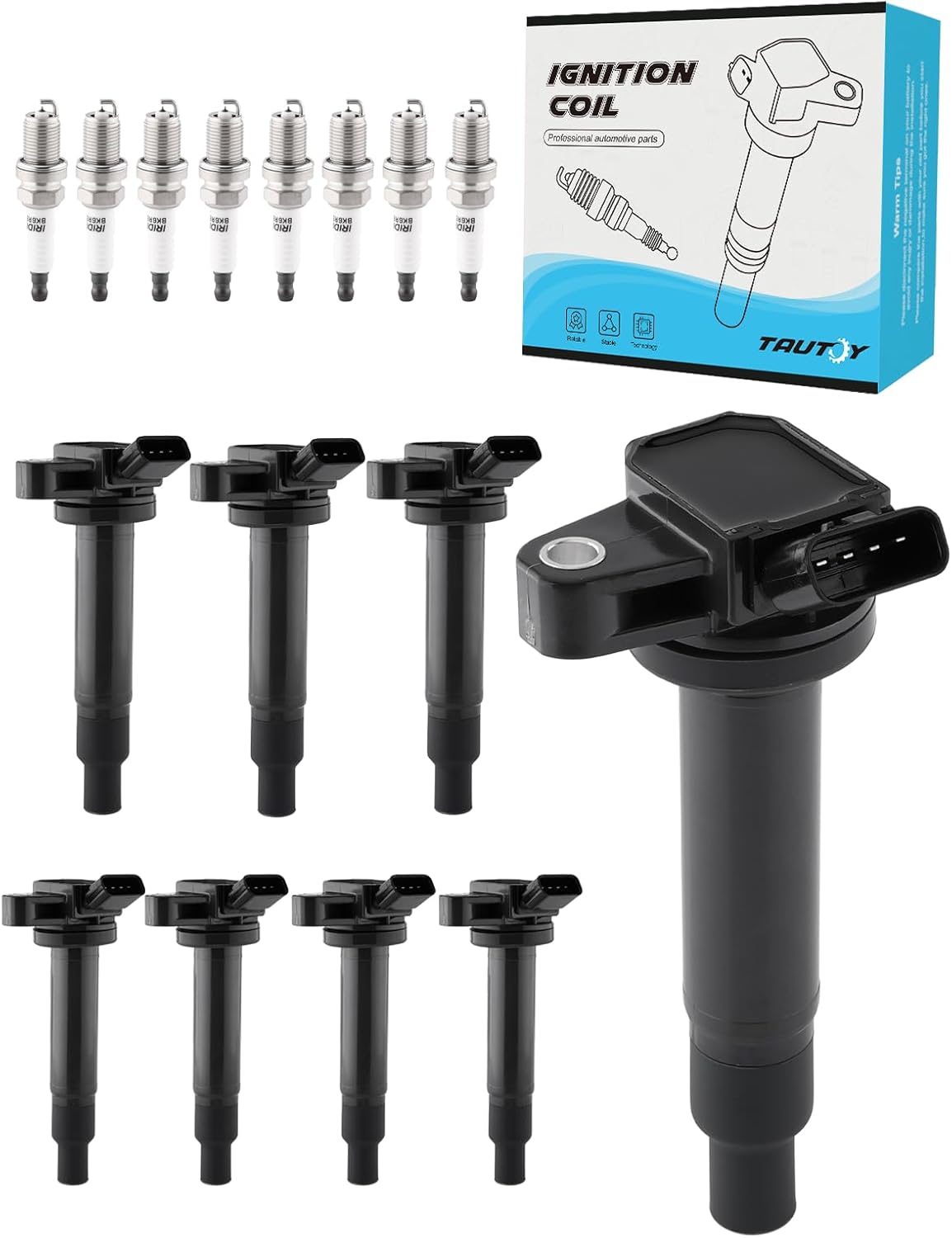 UF493 UF230 Ignition Coil 4504 Spark Plug For Lexus GS430 LS430 SC430 4.3L 2001-2010,LX570 5.7L 2008-2009,GX470 LX470 For Toyota 4Runner Land Cruiser Sequoia Tundra 4.7L 1998-2009, 8 PCS
