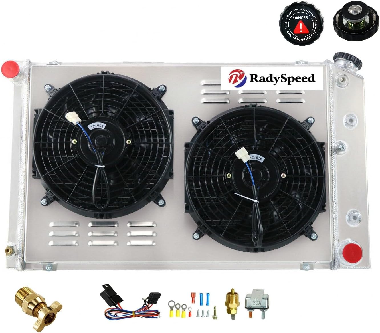 4 Row Radiator+Shroud Fan for Chevy C/K Series Pickup C10 20 30 Suburban& 73-88, Replacement Radiator, aluminum radiator, radiadores