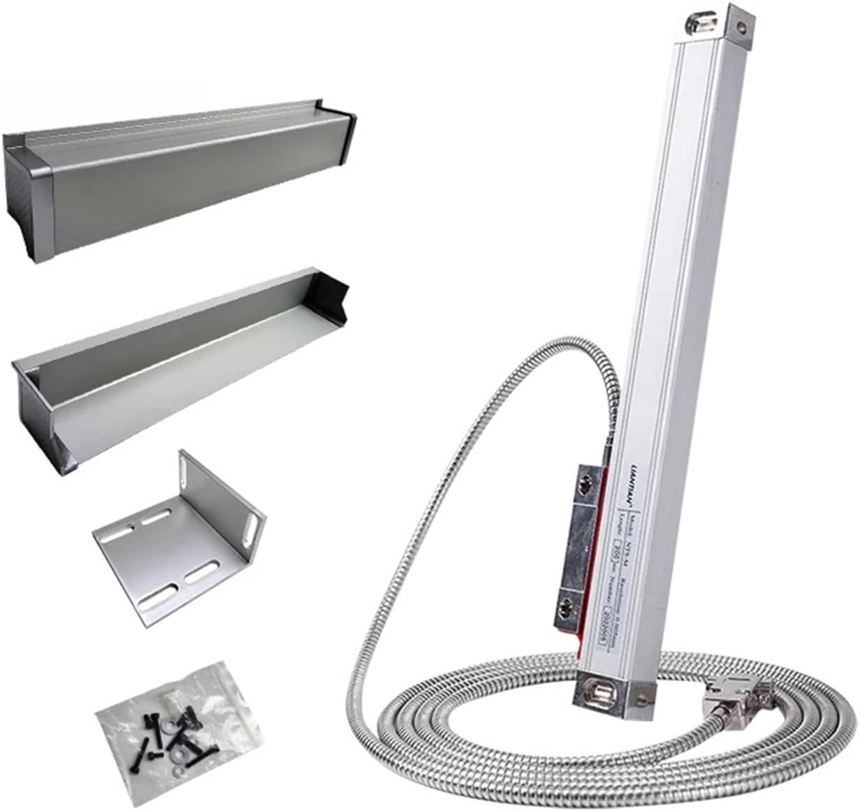 CNC Mill, High Accuracy 0.005mm TTL DRO 500 600 700 750 800 900 1000mm Linear Scale 1micron Optical Encoder Grating Ruler with Accessories(600mm travel)