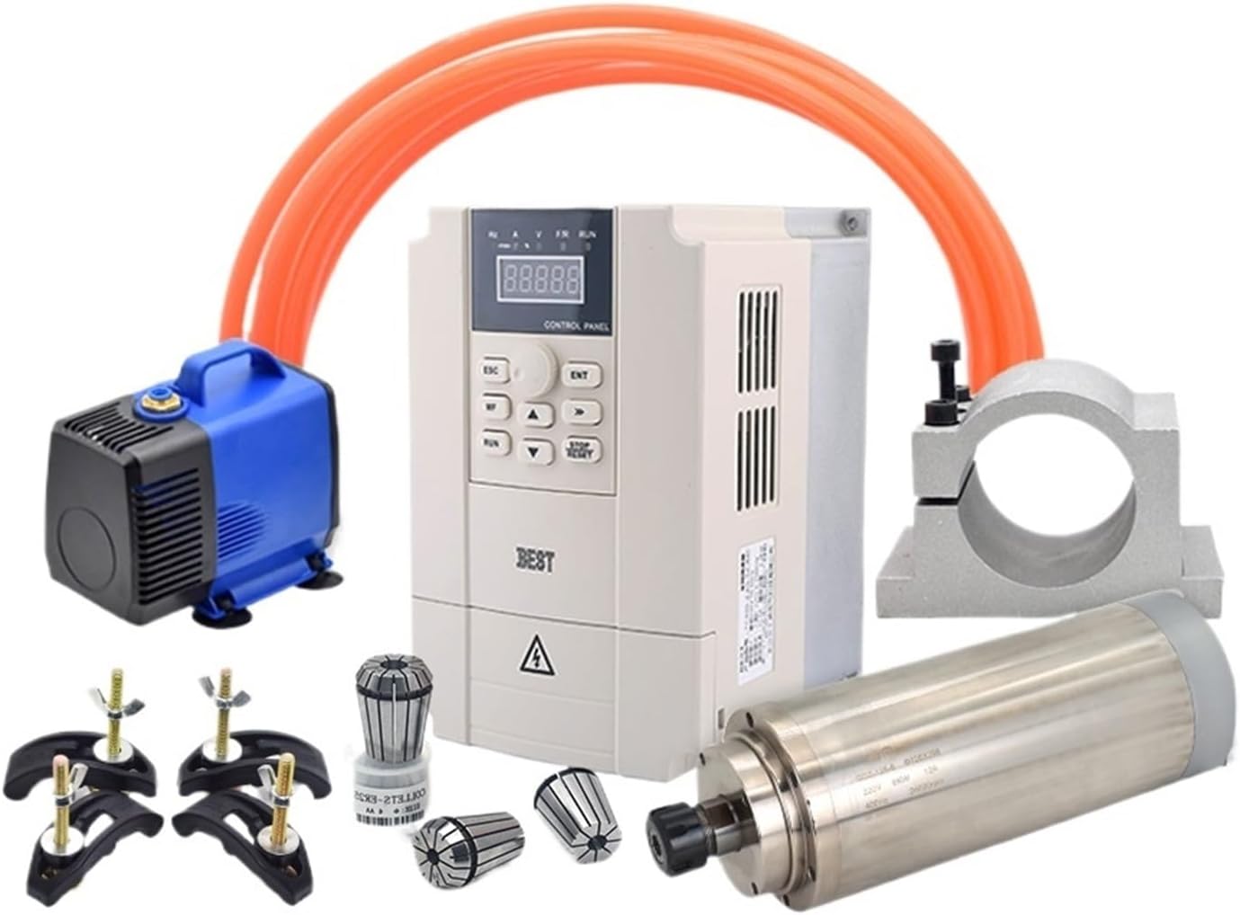 CNC Spindle 6kw Water Cooled Spindle Motor 220V 380V ER25 Dia 125mm Inverter for CNC Milling Router Machine Tool Spindle Tools(220V)
